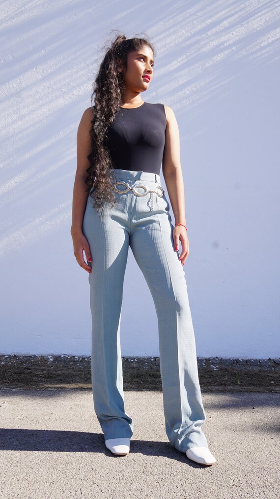 Thierry Mugler Turquoise Straight Trousers / FR 40 / US 10 / UK 12 