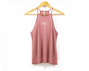 Women's 'Lotus Flower' Yoga-Style Flowy High Neck Tank Top