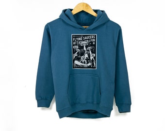 Kids 'Flying Saucers Attack' Hoodie - Ages 1-2, 3-4, 5-6, 7-8, 9-11, 12-13