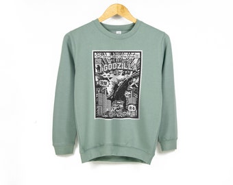 Kids Godzilla Sweatshirt | Boys Retro Godzilla Shirt | Vintage Style Comic Art | Available in Ages 1 - 13