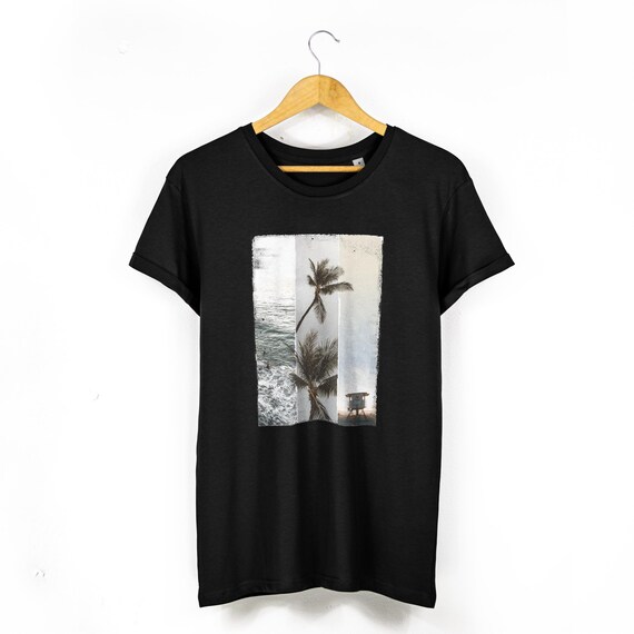 T-Shirt Homme Imprimé Coton Col Rond Manches Courtes - Style Décontracté Été Plage