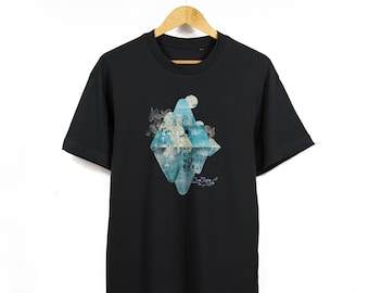 Unisex Heavyweight Organic Cotton T-Shirt | 'Quiet The Mind And The Soul Will Speak' Mountain Print | Spiritual Yoga Tee | Mindfulness Shirt
