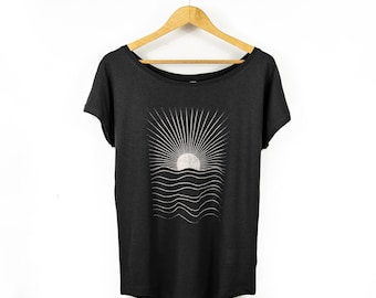 Sunrise Print Relaxed Fit Boho T-Shirt
