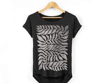 Black Fern Print Relaxed Tee