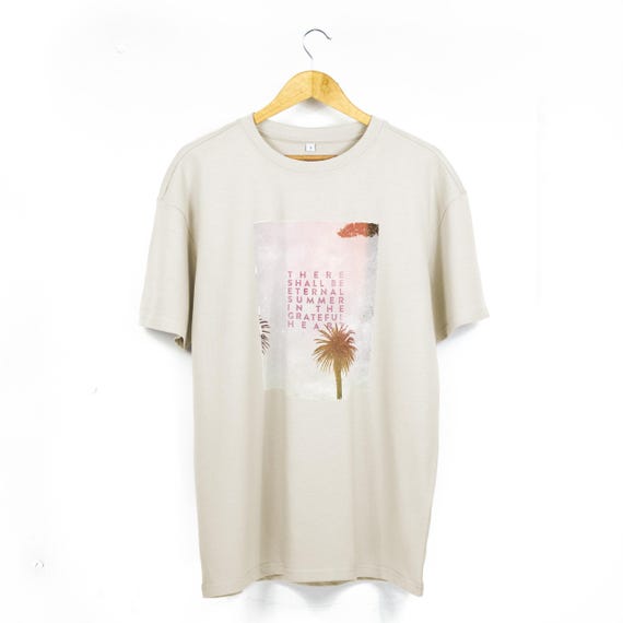 Oversized Surfer T Shirt With Tropical Print Eternal Summer Over Sized Slogan Tee Unisex Baggy Tshirt in Sand off White Etsy