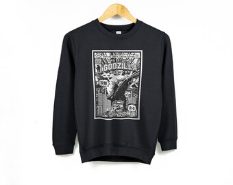 Kids Godzilla Sweatshirt | Boys Retro Godzilla Shirt | Vintage Style Comic Art | Available in Ages 1 - 13