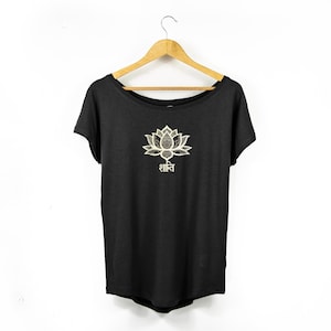 Damen Lotus Blume Rundhals TShirt