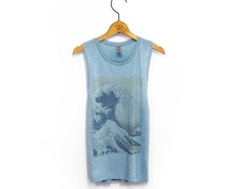 "Frauen ""Die große Welle vor Kanagawa"" Katsushika Hokusai Japanische Kunst Muskel Fit Tank Top ""Die große Welle vor Kanagawa"" "