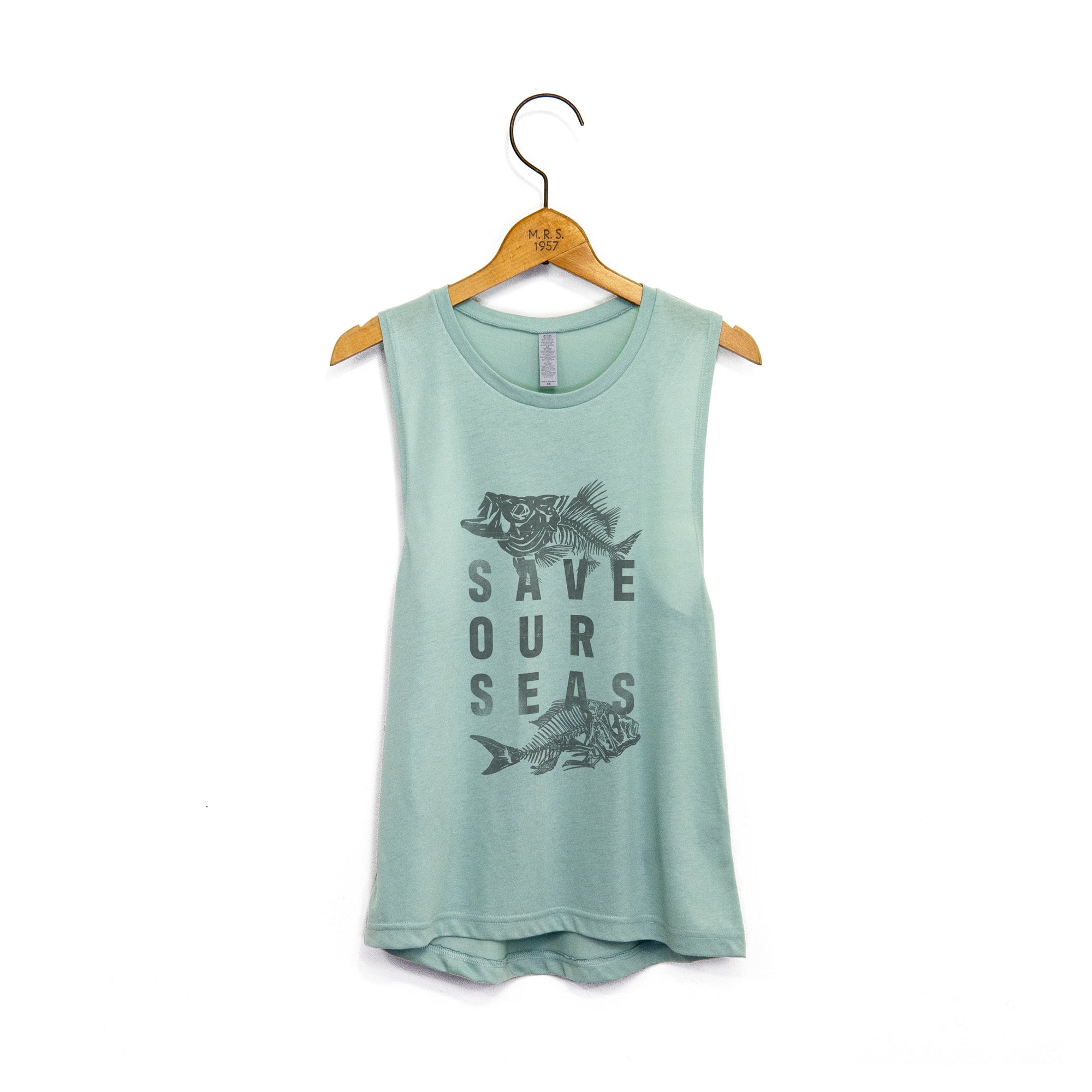 Discover Women's 'Save Our Seas' Surfer-Style Muscle Fit Tank Top