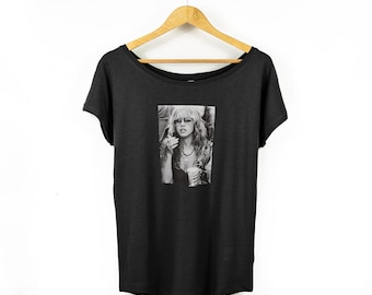 Stevie Nicks Vintage Style Scoop Neck T Shirt | Ladies Vintage Rock T Shirt | Womens Festival Clothing