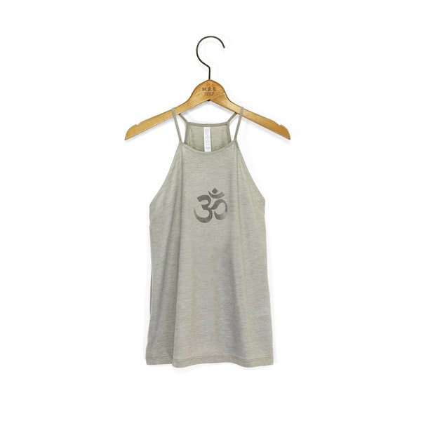 Camiseta sin mangas con cuello alto y símbolo espiritual 'Om' para mujer