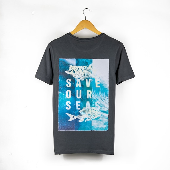 Men's/unisex 'save Our Seas' 100% Organic Cotton Hand-crafted