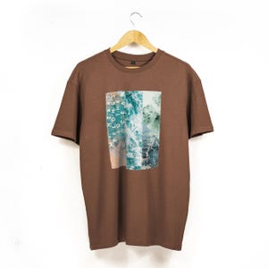 Surf Style Oversized Baggy TShirt With Ocean Print | My Heart Belongs To The Ocean Graphic Tee | Unisex Premium Loose-Fit Tee in Bark Brown