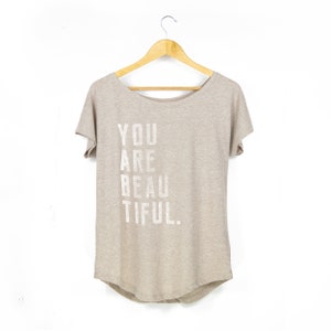 Women&#39;s &#39;You Are Beautiful&#39; Organic-Blend Scoop Neck T-Shirt