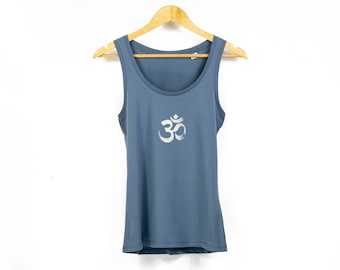 Camiseta sin mangas de algodón orgánico con el símbolo Om para mujer