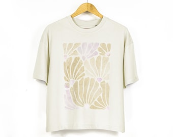 Damtröja med blommönster, överdimensionerad boxig passform