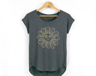 Mystical Sun Face Relaxed Fit Womens T Shirt