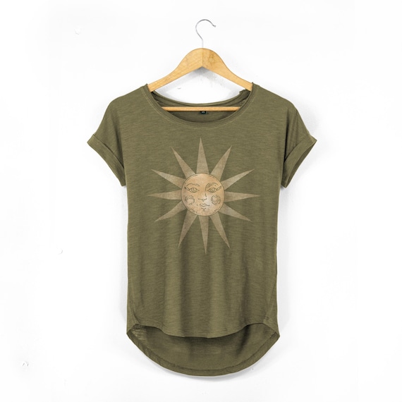 Relaxed Fit Vintage Sun T Shirt in Olive