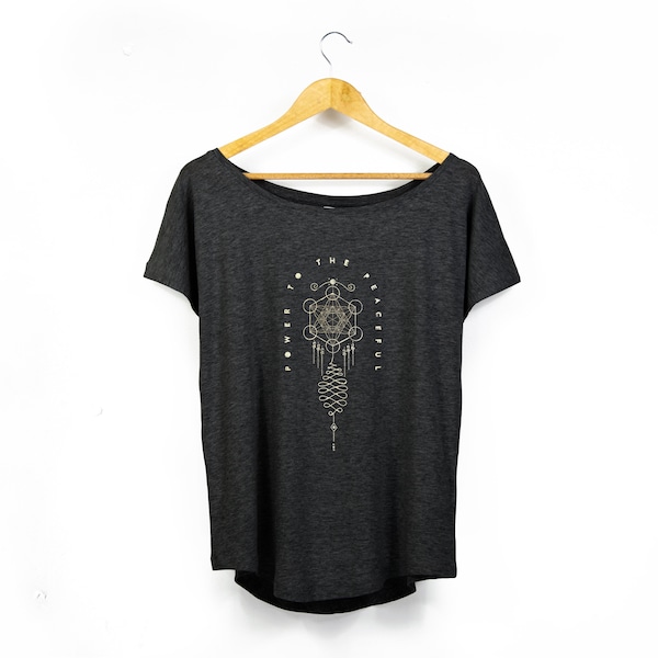 Women's 'Power To The Peaceful' Organic-Blend Scoop Neck T-Shirt