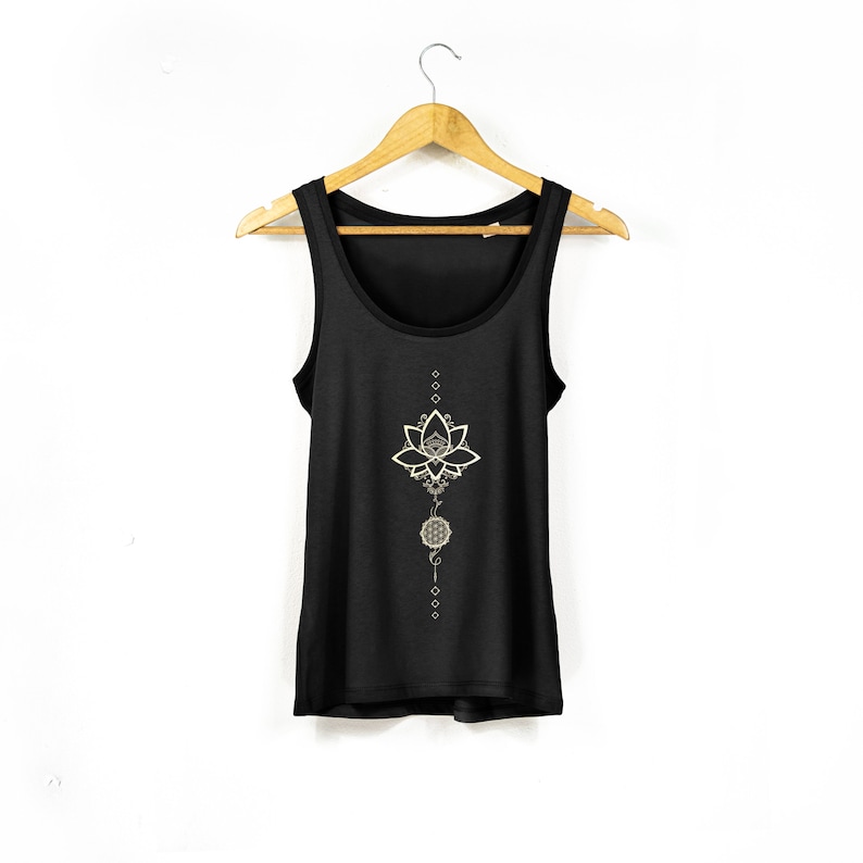 Womens Lotus Flower Unalome Print Organic Cotton Tank Top