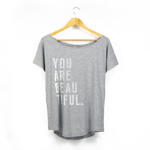 Women&#39;s &#39;You Are Beautiful&#39; Organic-Blend Scoop Neck T-Shirt