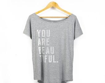 Women's 'You Are Beautiful' Organic-Blend Scoop Neck T-Shirt