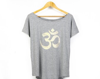 Women's 'Om Symbol' Organic-Blend Scoop Neck T-Shirt
