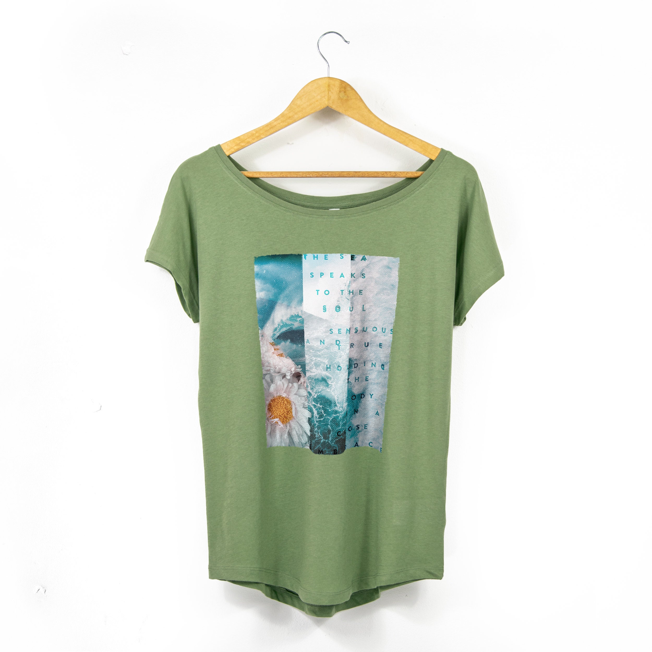 Florboom Women's Scoop Neck Tee – Flowy Summer T-Shirt In Green, Rayon Blend, Size XL