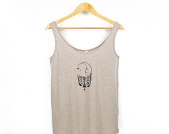 Womens Celestial Print Loose-Fit Tank Top