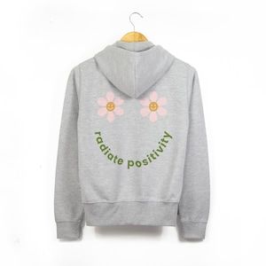 Women&#39;s &#39;Radiate Positivity&#39; Floral Print Full Zip Hoodie