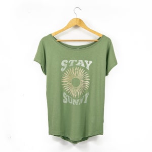 Women&#39;s &#39;Stay Sunny&#39; Organic-Blend Scoop Neck T-Shirt