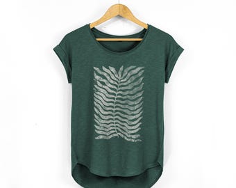 Fern Print Relaxed Fit Botanical T Shirt