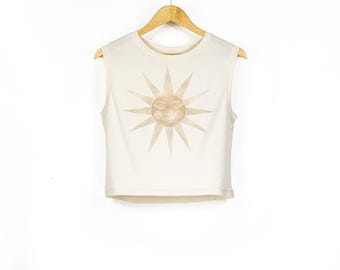Sunburst Washed Ivory Cropped Tank Top