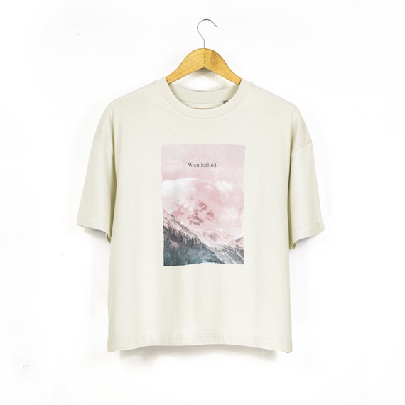 Womens Oversized Boxy T Shirt With Mountain Print