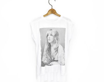 Women's 'Stevie Nicks' Flowy Muscle T-Shirt With Rolled Cuff