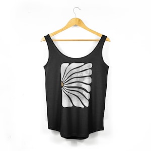 Women&#39;s Floral Print Loose-Fit Tank Top | Distressed &#39;Daisy&#39; Boho Top | Organic Cotton Scoop Neck Tank Top | Ladies Yoga Top