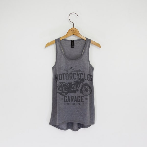 Womens 'Classic Motorcycles Garage' Vintage Racer-Back Tank Top