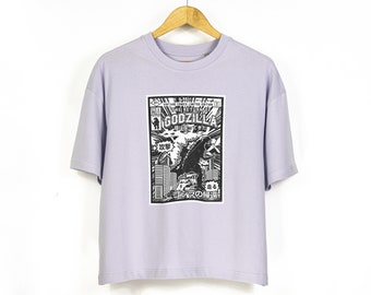 T-shirt coupe carrée oversize pour femmes « Godzilla » en coton bio
