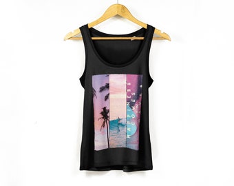 Women's 'Happiness Comes In Waves' Yoga-Style Organic Cotton Tank Top