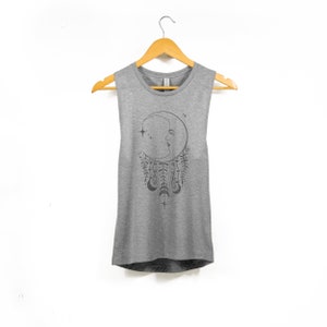 Women&#39;s &#39;Lunar Magic&#39; Celestial Print Muscle Fit Tank Top
