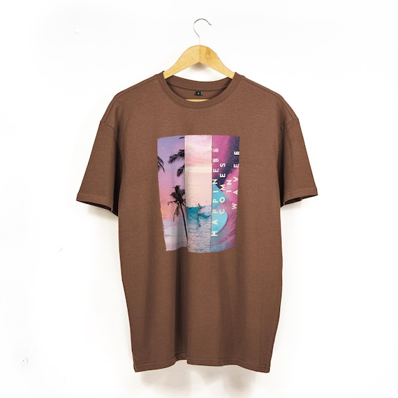 Oversized Surfer T Shirt With Tropical Ocean Print | Happiness