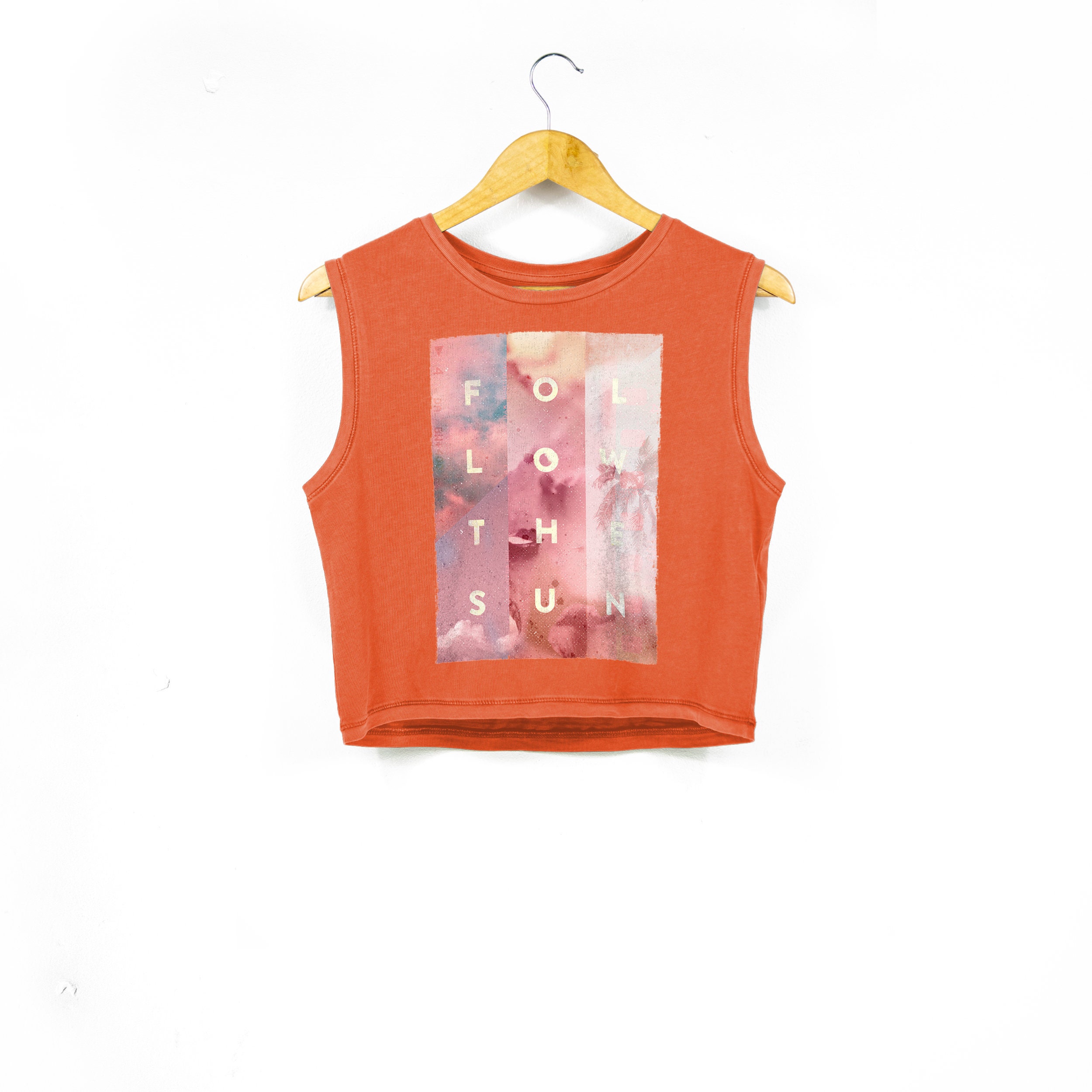 Damen Beach Vibes Ärmelloses Tank Top | 'Follow The Sun' Original Surf Style Druck | Damen Sommermode
