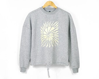 Sudadera de yoga extragrande de corte cuadrado con conchas marinas