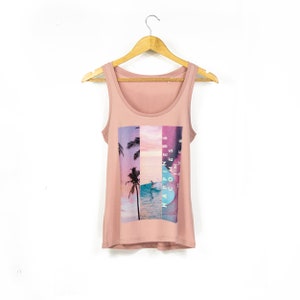 Women&#39;s &#39;Happiness Comes In Waves&#39; Yoga-Style Organic Cotton Tank Top