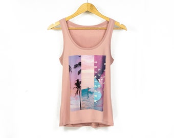 Women's 'Happiness Comes In Waves' Yoga-Style Organic Cotton Tank Top