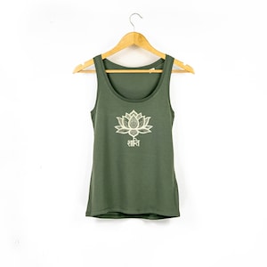 Womens Tank Top With Lotus Flower Mandala Print | Organic Cotton Yoga Tank Top