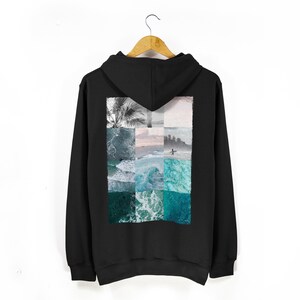 Unisex Surf Style Beach Hoodie | Ocean Collage Graphic Hoodie | Pouch Pocket Comfy Hoodie | Available in Plus Sizes