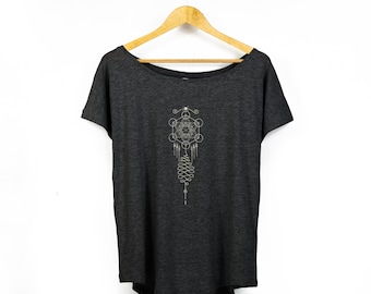 Vrouwen 'Unalome'-T-shirt van biologische mix met ronde hals
