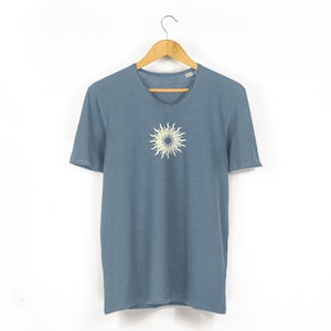 Mens Distressed Raw Edge Vintage Sun TShirt