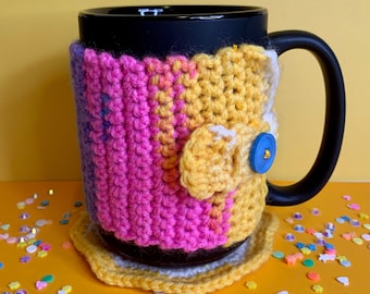 Crochet Mug Cozy and Coaster - Vivid